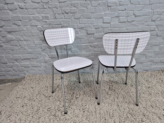 Set of 2 Vintage Design Kitchen Chairs by Brabantia, Checkered Formica, The Netherlands, 1960s (photo 4 of 12)