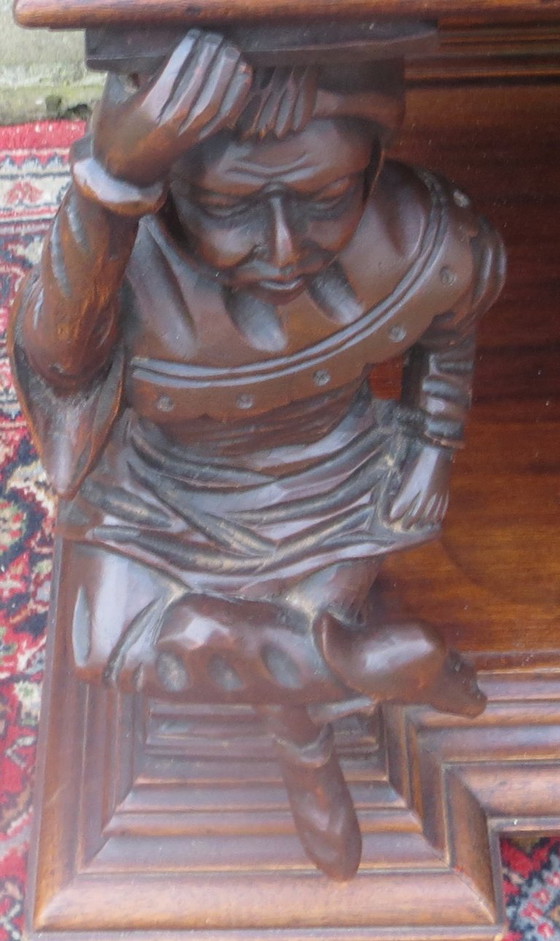 Unique Carved Vintage Cabinet with Carving and Beautiful Figures 1 Large Deep Drawer Very Good Condition (photo 9 of 11)