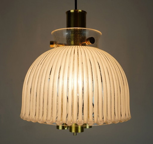 große Limburg Mid-Century PENDELLEUCHTE Modell P 239 a 4168 Glas und Messing 1960er 1970er