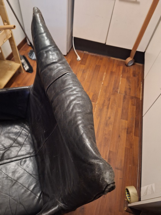 Image 1 of Montis Chaplin design fauteuil, zwart leer vintage / project
