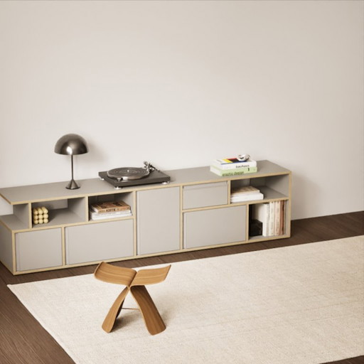 Tylko Sideboard in Grey Plywood with Doors and Drawer