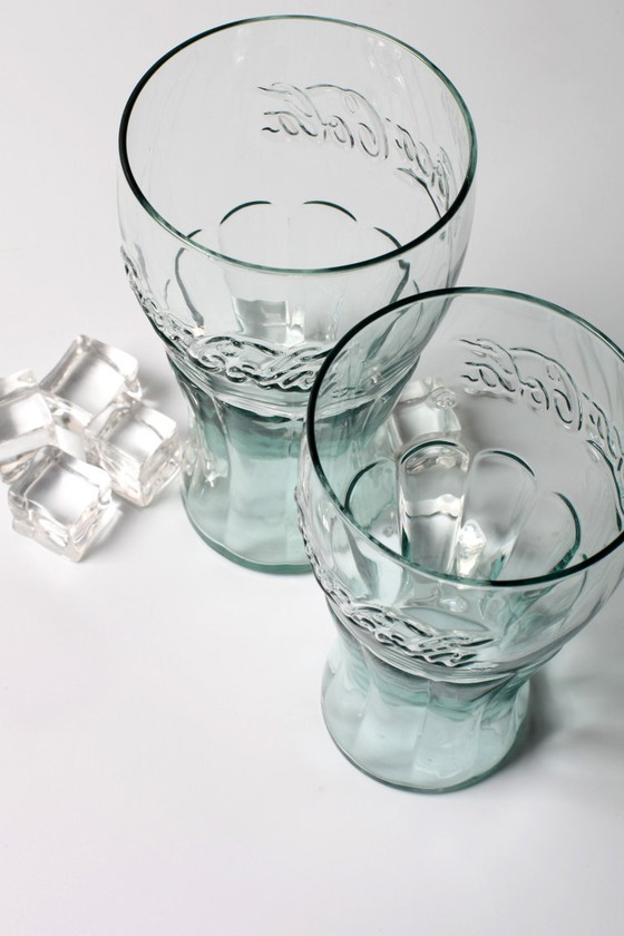 Image 1 of Set van 2 vintage Georgia Green Coca-Cola glazen / Klassieke Coca-Cola glazen / jaren 2000