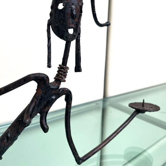 Image 1 of Brutalistische Tribale Vrouwen Metalen Kandelaarset