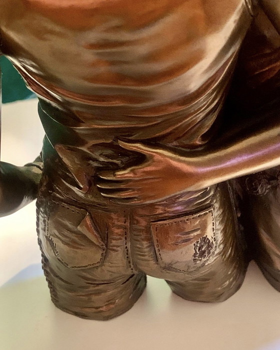 Bildhauerei Oliver Tupton – „Amants passionnés“ – Signierte Kaltgussbronze-Figur – 21 cm / 1,62 kg – Metal (photo 21 of 24)