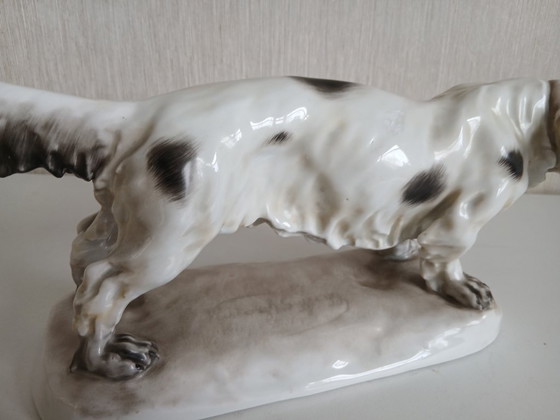 Image 1 of Gyorgy Vastagh Herend, groot porseleinen beeld Ierse Setter