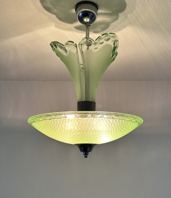 Image 1 of Art Deco plafondlamp / kroonluchter vintage ontwerp