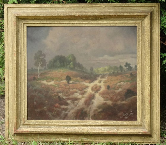 Image 1 of Temporale drammatico, raffinato dipinto ad olio antico, Scuola di Monaco 1949, Gewitter, Scuola di Monaco, motivo del tuono