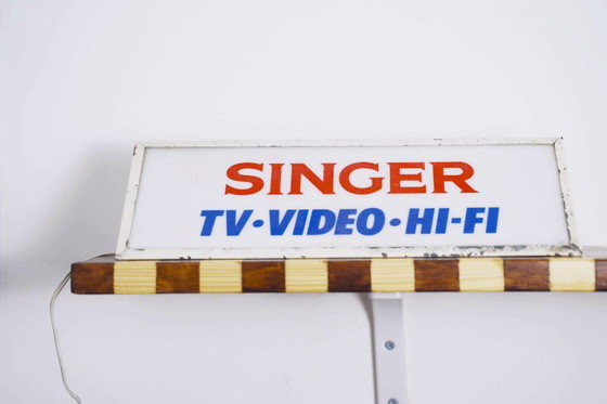 Image 1 of Vintage Singer TV-Video-Hi-Fi Illuminated Store Sign - 1960s Collectible Display