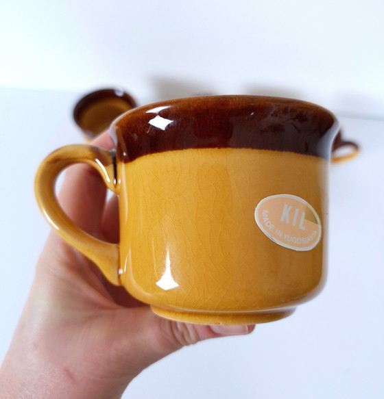 Image 1 of Vintage Set of 6 Ceramic Coffee Cups - KIL Yugoslavia