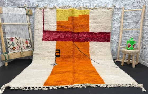 Elegant Marokkaans tapijt – Handgemaakt Atlasgebergte wol 200cmx300cm – Vloerkleden en tapijten, Cotton (photo 7 of 7)