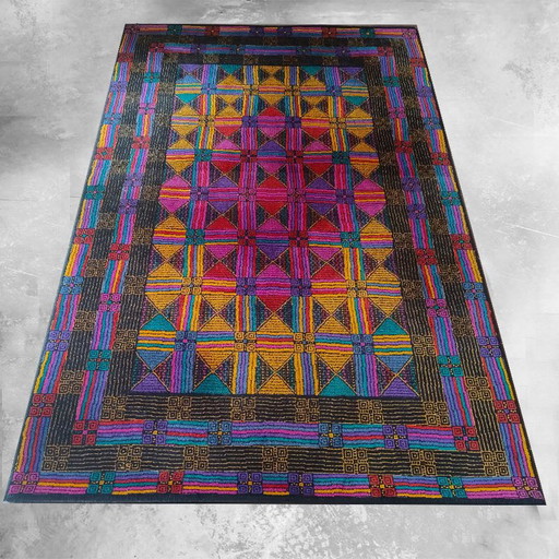 Magnifique tapis géométrique en laine italienne des années 1980 par Missoni pour T&J Vestor