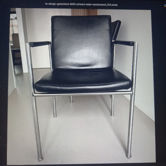 Image 1 of 4 Design Gelderland 6650  Schwarzleder Esstischstühle