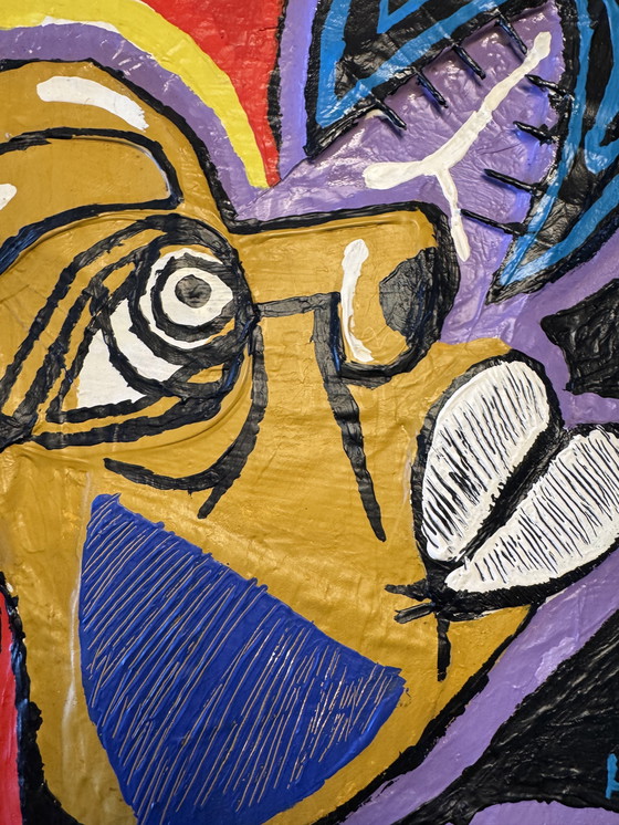 Image 1 of Harold Scheffer “ Red Reggae 1 “   70x70 cm. 