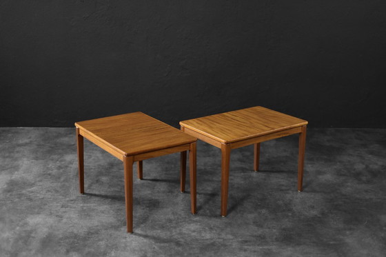Image 1 of Vintage Mid-Century Scandinavian Modern Brown Teak Side Tables by Albert Larsson for Alberts Tibro, 1960s, Set of 2