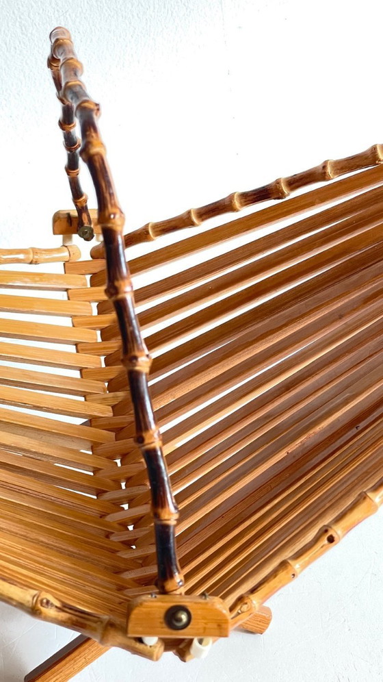 Image 1 of Vintage Wooden and Bamboo Fruit Bowl