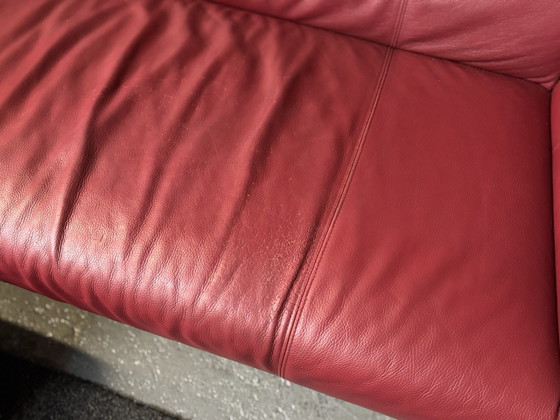 Rolf Benz 332 Set Sofas Leather Bordeaux Red 200x90 CLEANED, Seating area (photo 7 of 11)