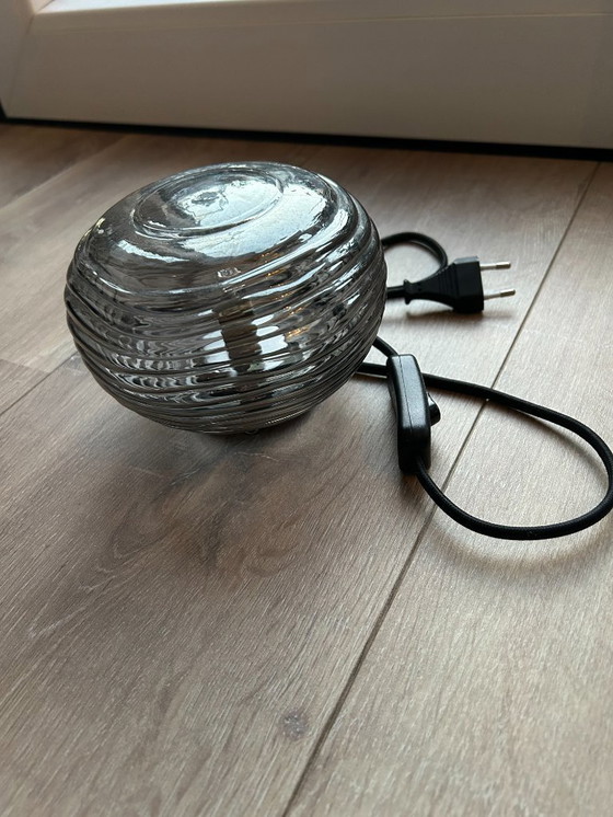 Image 1 of Smoked glass lamp - table/night lamp - Vintage - halogen