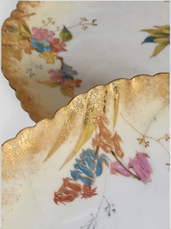 8 porcelain plates from Limoges, Martial Redon / Art Nouveau, Crockery, Gold, Yellow (photo 8 of 11)