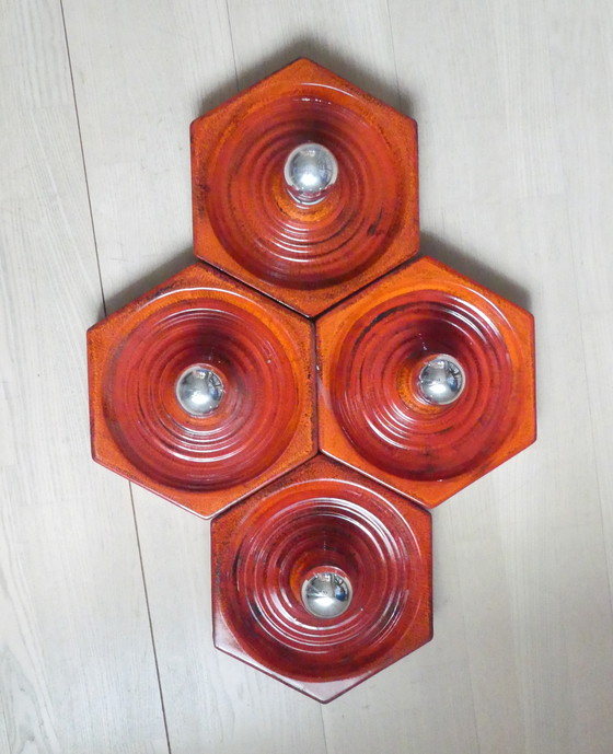 Image 1 of Hustadt set of 4 ceiling light wall lamp ceramic red UK1aeb