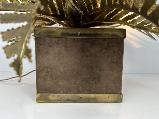 Image 1 of Vintage messing palm tafellamp - Maison Jansen