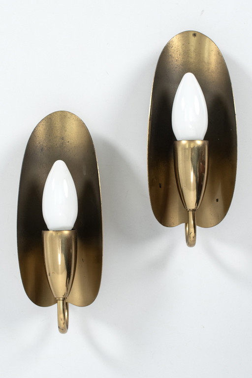 Coppia di lampade da parete in ottone