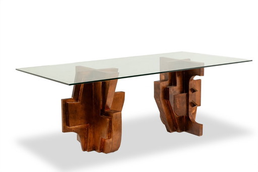 Matteo Ceccarelli. Sculpturale tafel in de "brutalistische" stijl. Jaren 80.