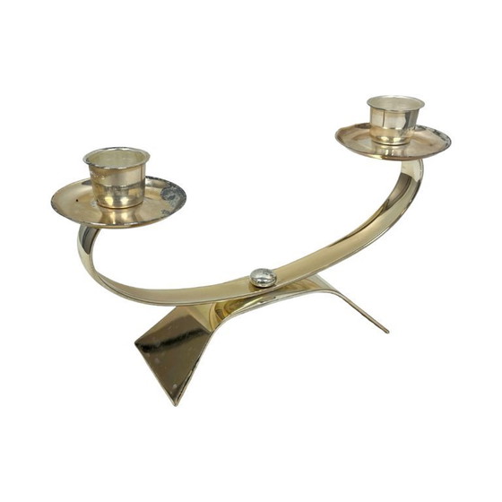 Image 1 of Vintage modernist WMF two-arm candle holder, Radtke model (1958), silver-plated, 1960s.