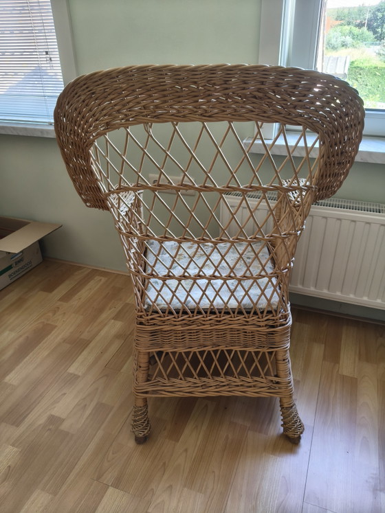 Vintage Wicker Chair – Armchairs, Rattan, Textile (photo 5 of 7)