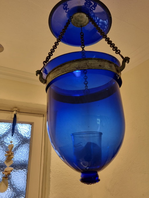 Pendant Lamp Lantern Candle Windlight Glass Vintage Brocante