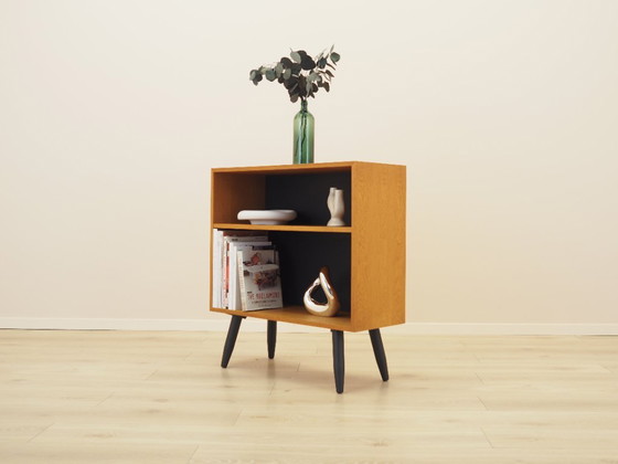 Ash veneered shelving unit by Hjørnebo with angled legs, Danish design, 1960s – Bookcases, Wood (photo 3 of 11)