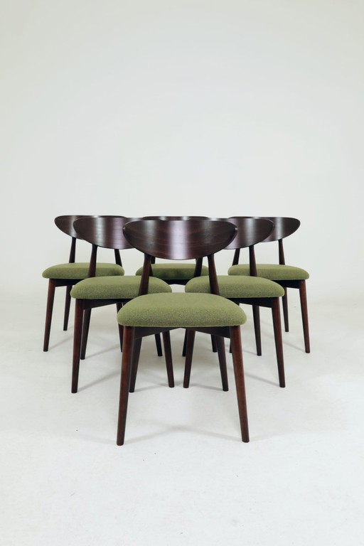 Sillas de comedor escandinavas de bouclé verde, juego de 6
