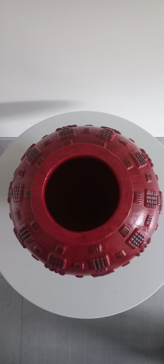 Image 1 of Oggetto vaso vintage pesante in ceramica con rilievo