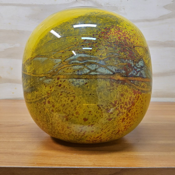 Image 1 of Artistic Mouth-Blown Studio Glass Vase Ioan Nemtoi Yellow / Orange (thick glass) Romanian Glass Art