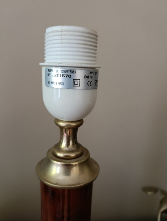 Image 1 of Lampada da soffitto di Robert de Schuytener, paralume vintage a cupola in seta con frange