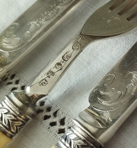 Image 1 of Art Deco English silver-plated dessert cutlery