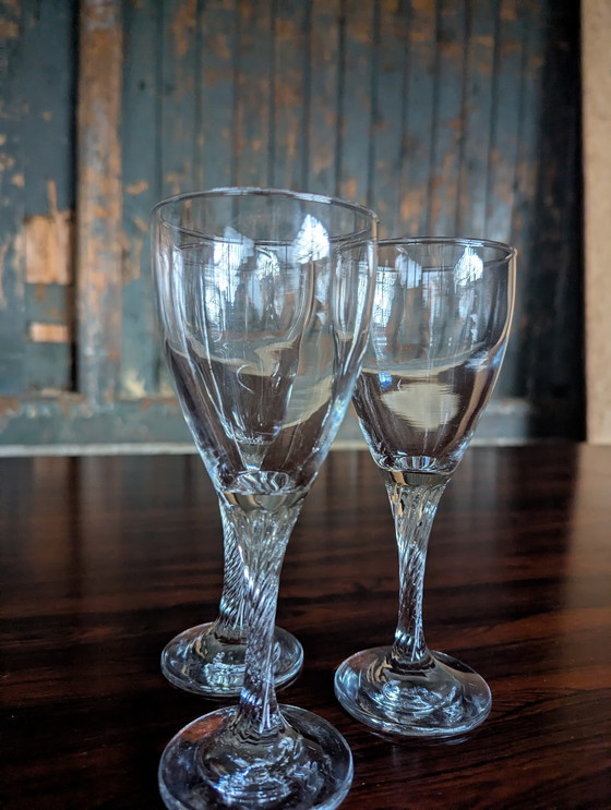 Image 1 of Vintage set of 7 wine glasses & 1 Krosno Bonny carafe
