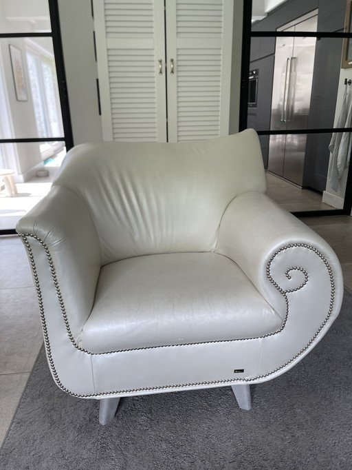 Bretz Gaudi armchair white leather