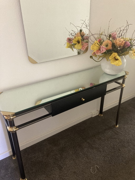 Sidetable met bijpassende spiegel en 2 wandlampen