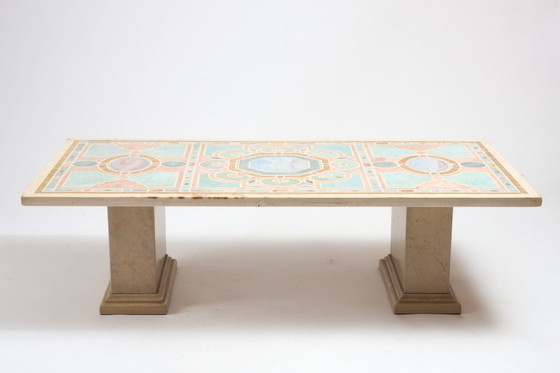Image 1 of Marble and marquetry coffee table, 1970