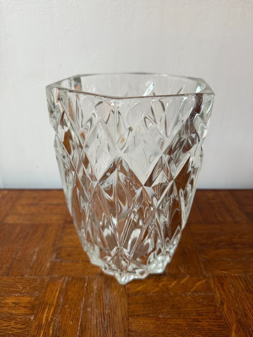 Clear vase made of cut glass