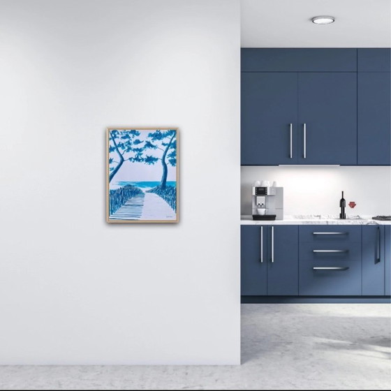 Image 1 of Blauwe Oost-Indische inkt op 300g fabriano papier.  Formaat 40x30cm.