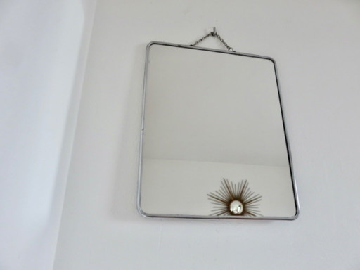 Ancien grand miroir de barbier français à chainette 50's 60's