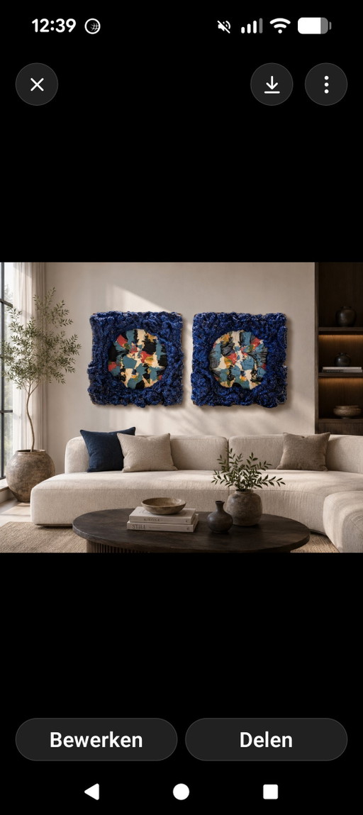 Mixed media Blue Echoes 2x