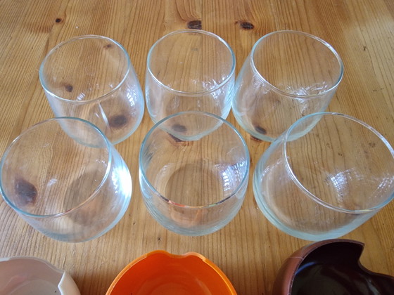 Set van 6 theeglazen in mid-century space age-stijl – Gemaakt in Nederland (jaren 70) – Servies, Glass (photo 4 of 7)