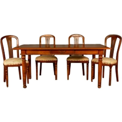 Vintage cherry wood dining set, 1980s