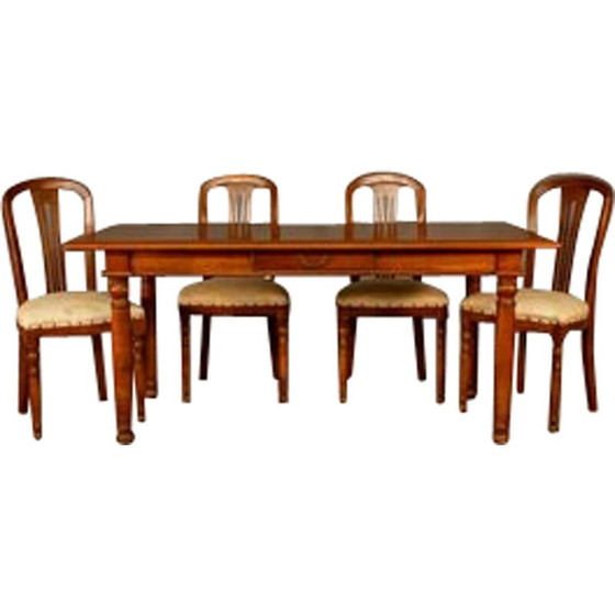 Image 1 of Vintage cherry wood dining set, 1980s