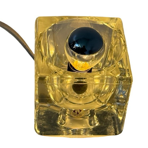 Image 1 of Peill & Putzler - Desk lamp in shape of a glass cube - Space Age / Pop Art Design - Germany - 1970’s (marked, original sticker)