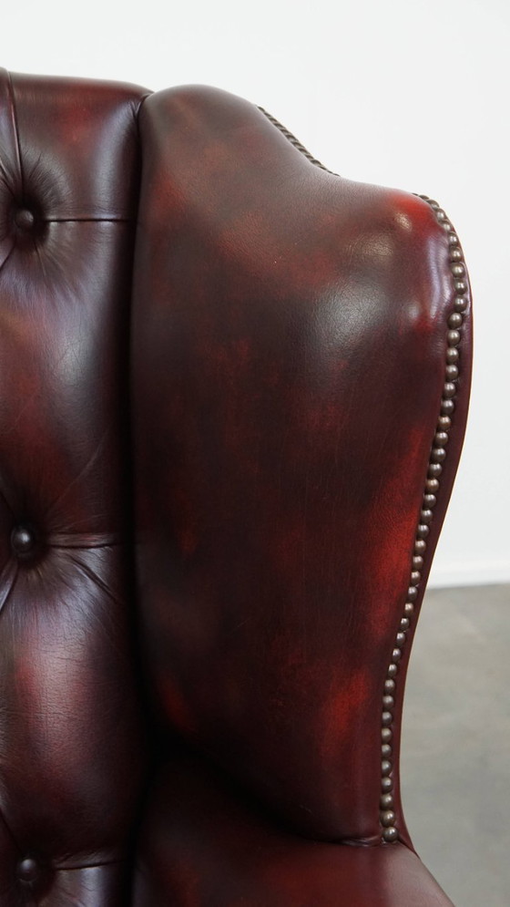Image 1 of Sedia chesterfield inglese in pelle di manzo con ampia seduta