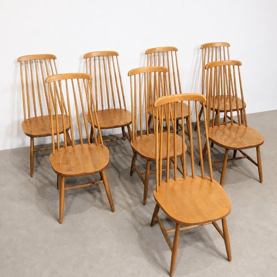 Image 1 of Set van 4 vintage Scandinavische houten stoelen