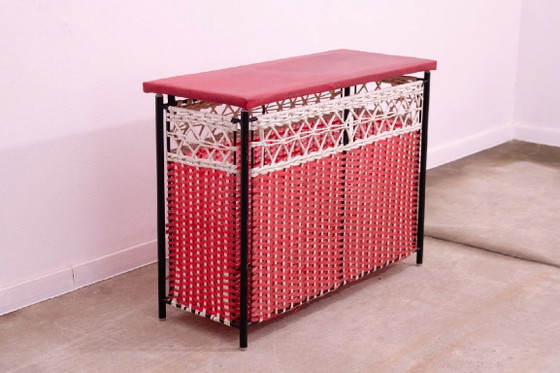 Vintage Laundry Basket, Woven Storage Hamper, 1980s, Czechoslovakia – Storage cabinet, Metal, Plastic (photo 4 of 8)